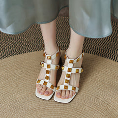 Danika Rivet Handmade Chunky Heel Sandals