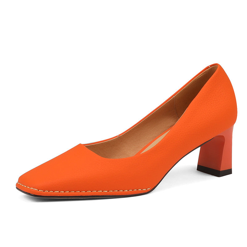 Darlene Square Toe Low Heel Slip on Pumps