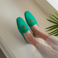 Elin Green Flat Mules
