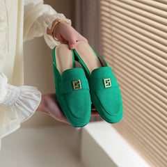 Elin Green Flat Mules