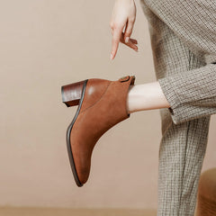 Faryn Cognac Booties Low Heel