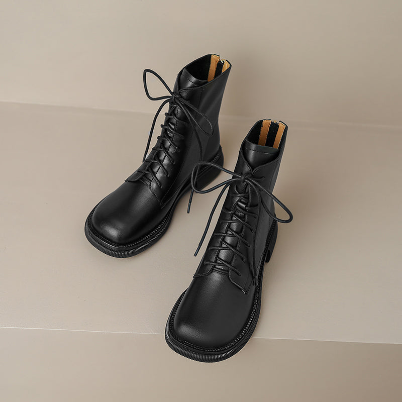 Fara Leather Black Ankle Boots