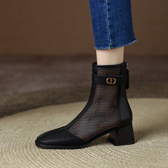 Daniela Low Heeled Mesh Ankle Boots