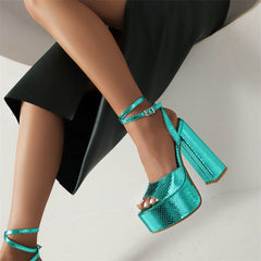 Gracy Green Sandals Heels