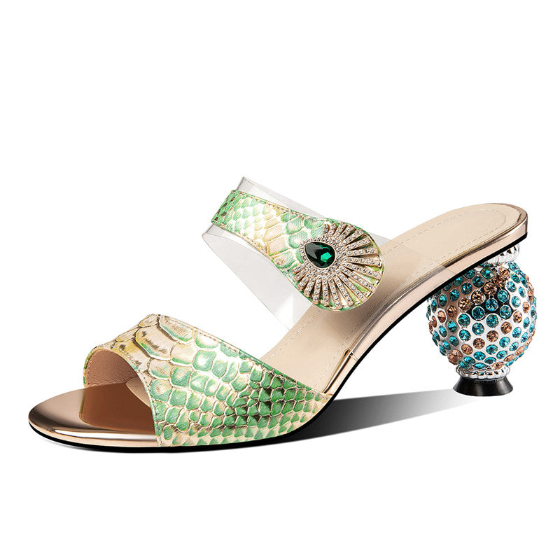 Devora Peep Toe Novelty Rhinestone Mules