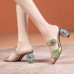 Devora Peep Toe Novelty Rhinestone Mules