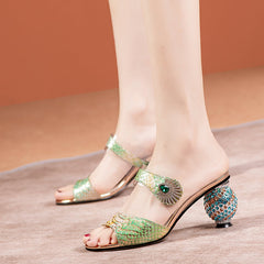 Devora Peep Toe Novelty Rhinestone Mules