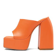 Della Platform Open Toe Chunky Heel Mules