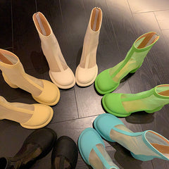 Dawson Chunky Heel Mesh Summer Ankle Boots