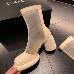 Dawson Chunky Heel Mesh Summer Ankle Boots