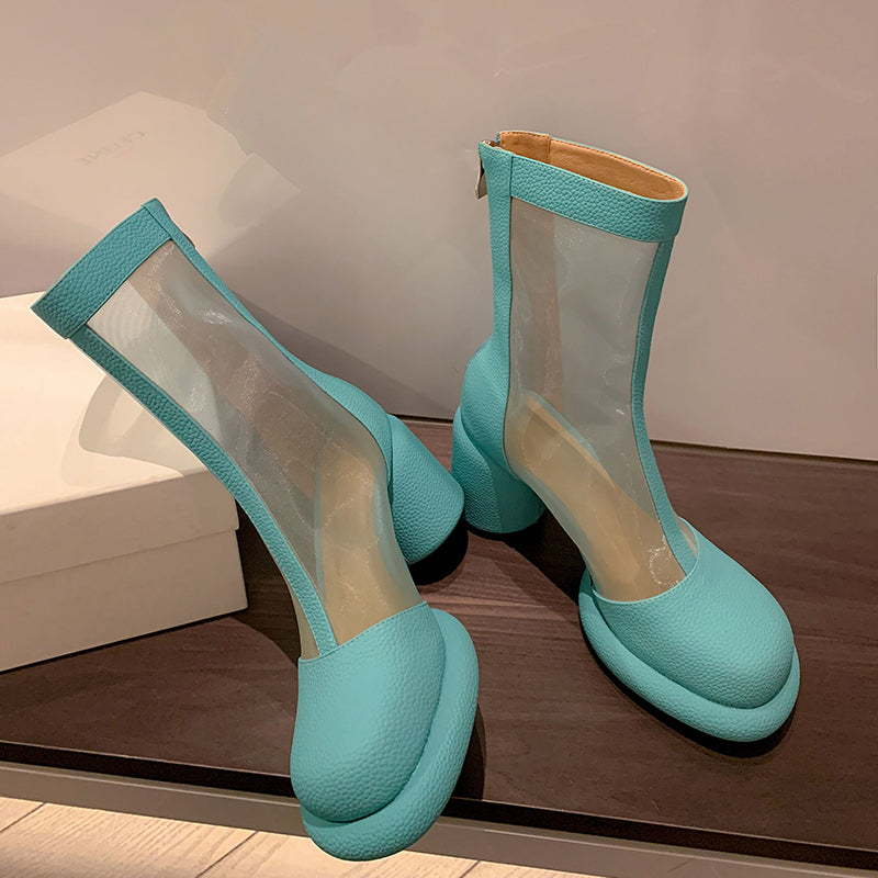 Dawson Chunky Heel Mesh Summer Ankle Boots