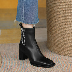Cristina Handmade Square Toe Heeled Ankle Boots