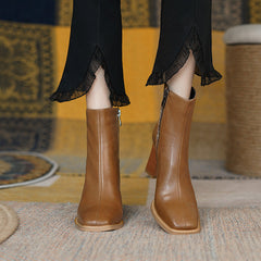 Cristina Handmade Square Toe Heeled Ankle Boots