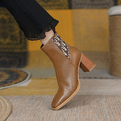 Cristina Handmade Square Toe Heeled Ankle Boots