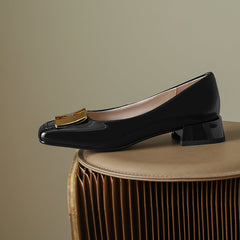 Ella Genuine Leather Low Heel Slip on Pumps