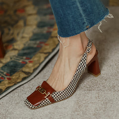 Dara Plaid Slingback Mid Heels