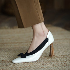 Giana white bow heels