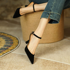 Freja Black Velvet Heels